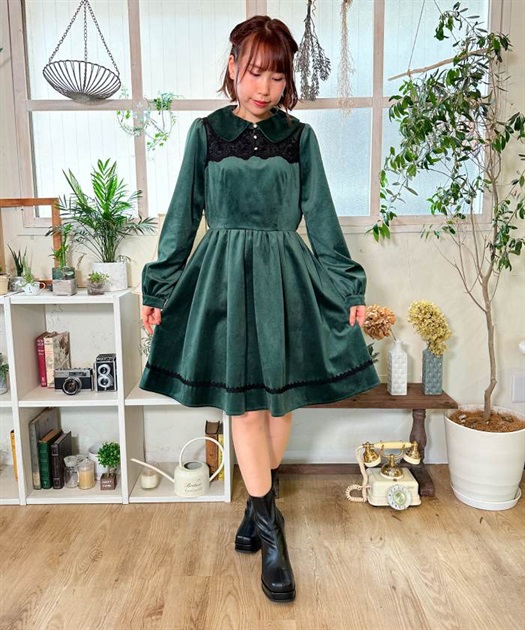 レースデザインベロアワンピース | outlet | axes femme online shop レースデザインベロアワンピース | outlet | axes femme online shop