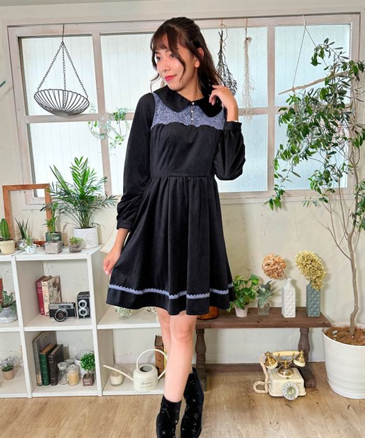 レースデザインベロアワンピース | outlet | axes femme online shop レースデザインベロアワンピース | outlet | axes femme online shop