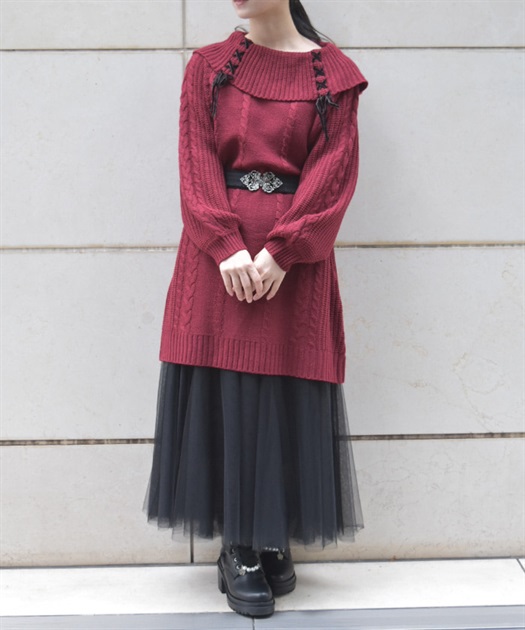 W編み上げニットチュニック | outlet | axes femme online shop W編み上げニットチュニック | outlet | axes femme online shop