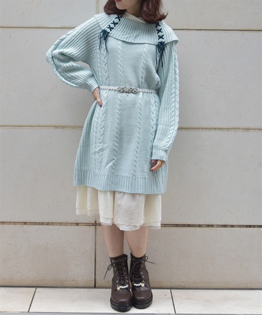 W編み上げニットチュニック | outlet | axes femme online shop W編み上げニットチュニック | outlet | axes femme online shop