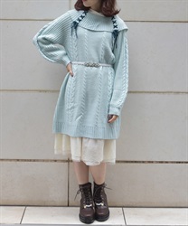 W編み上げニットチュニック【期間限定価格】 | レディース服 W編み上げニットチュニック【期間限定価格】 | レディース服
