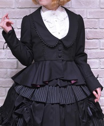 ペプラムショートジャケット(黒-M)