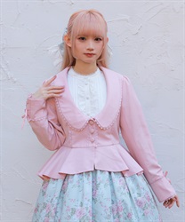 ペプラムショートジャケット(ピンク-M)