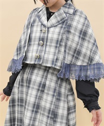 レースフリルケープジャケット【2点10%OFF対象商品】(グレー-M)