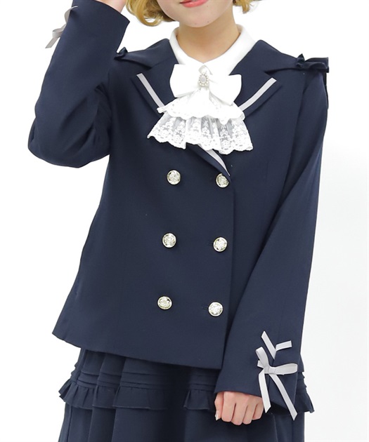 Ｗ釦セーラージャケット(紺-M)