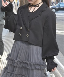 プチフリルショートジャケット【2点10%OFF対象商品】(黒-F)