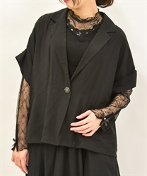 レースポケット半袖ジャケット【WEB先行販売】(黒-F)