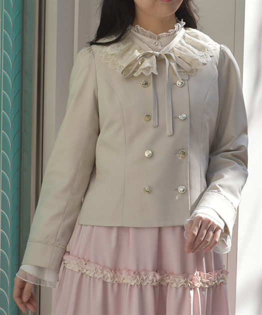 レース襟ノーカラージャケット