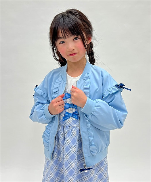 kids撥水加工リボンフリルブルゾン
