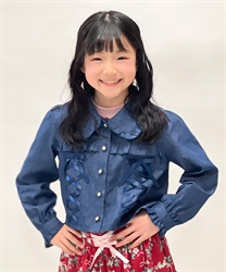 レースアップダンガリーシャツ(インディゴ-120cm)