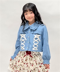 レースアップダンガリーシャツ(ブリーチ-120cm)