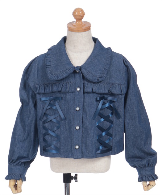 レースアップダンガリーシャツ