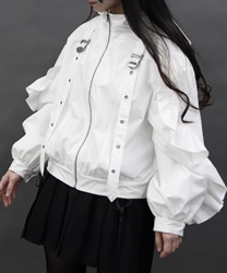 ベルトデザインブルゾン【2点10%OFF対象商品】(白-M)