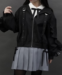 ベルトデザインブルゾン【2点10%OFF対象商品】(黒-M)