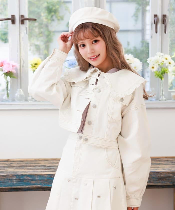 リボンデザインデニムジャケット | レディース服・レディース