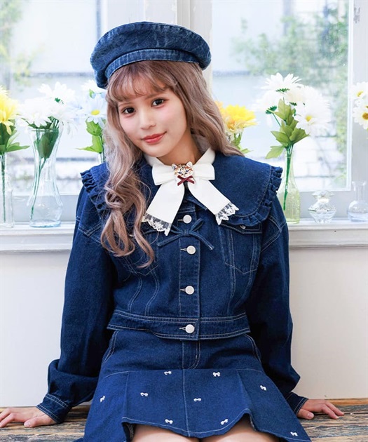 リボンデザインデニムジャケット | レディース服・レディース