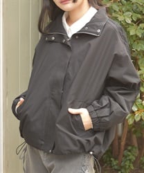 撥水加工レース袖ブルゾン(黒-F)