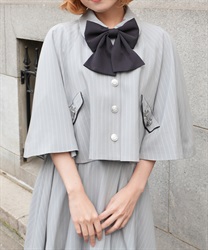 バイカラーリボン付きケープ(サックス-M)