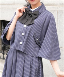 バイカラーリボン付きケープ(紺-M)