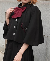 バイカラーリボン付きケープ(黒-M)