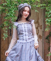 チェックレースフリルビスチェ【予約】(グレー-F)