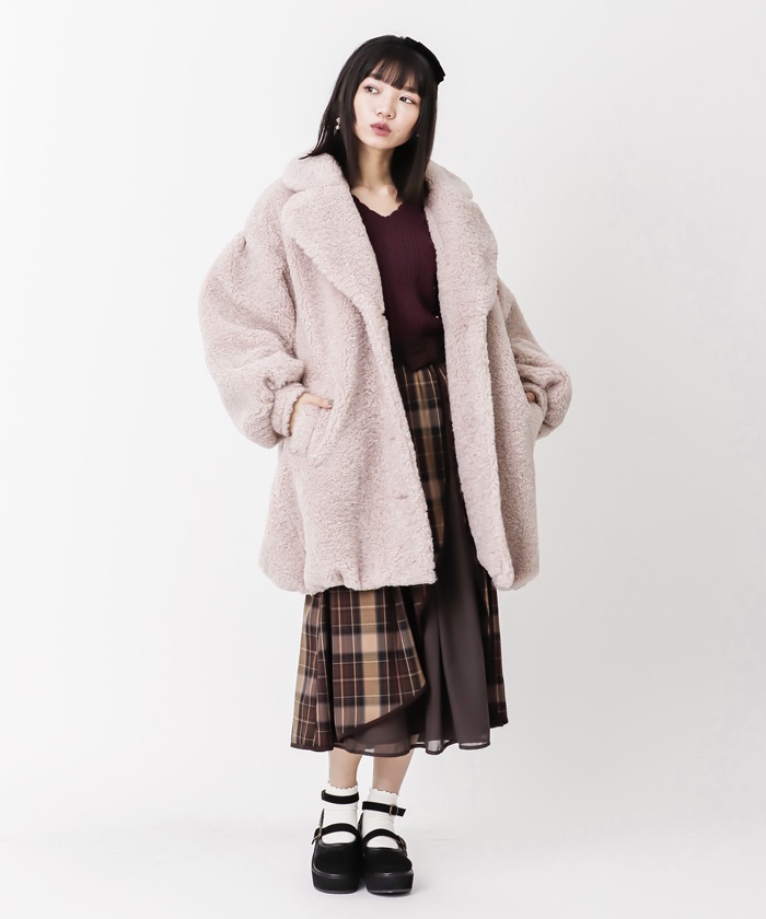 axes femme♡ブラウン チェック柄 ダブルブレスト ロングコート axes femme♡ブラウン チェック柄 ダブルブレスト ロングコート