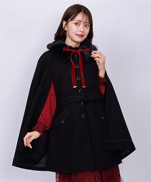 ファー襟付ケープコート | outlet | axes femme online shop ファー襟付ケープコート | outlet | axes femme online shop
