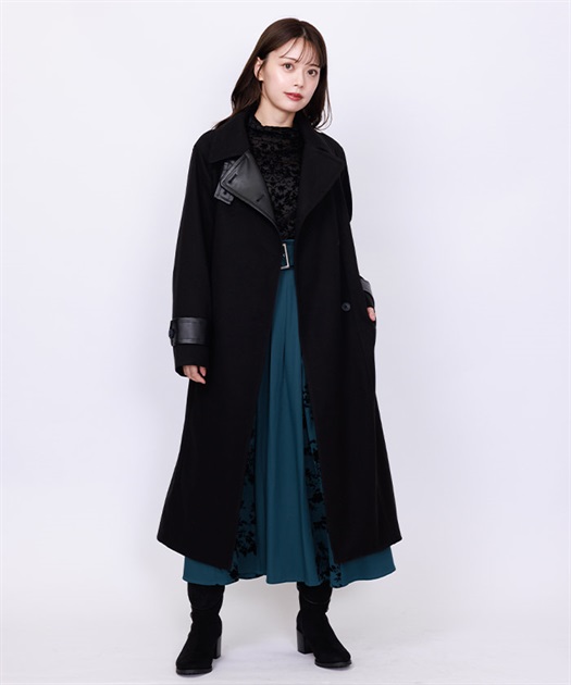 異素材切替ロングコート | axes femme | axes femme online shop 異素材切替ロングコート | axes femme | axes femme online shop