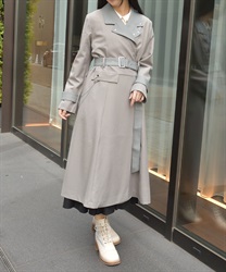 チェーン付バイカラーコート(グレー-F)