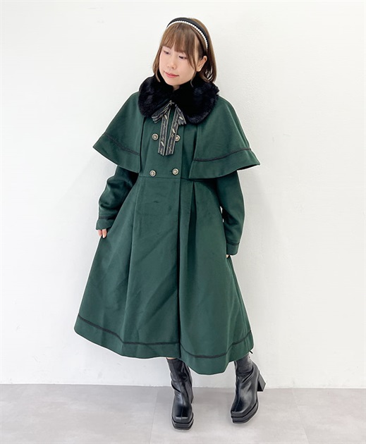 ファー襟付ケープロングコート | outlet | axes femme online shop ファー襟付ケープロングコート | outlet | axes femme online shop