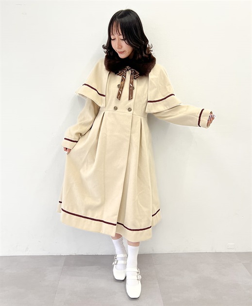 ファー襟付ケープロングコート | outlet | axes femme online shop ファー襟付ケープロングコート | outlet | axes femme online shop