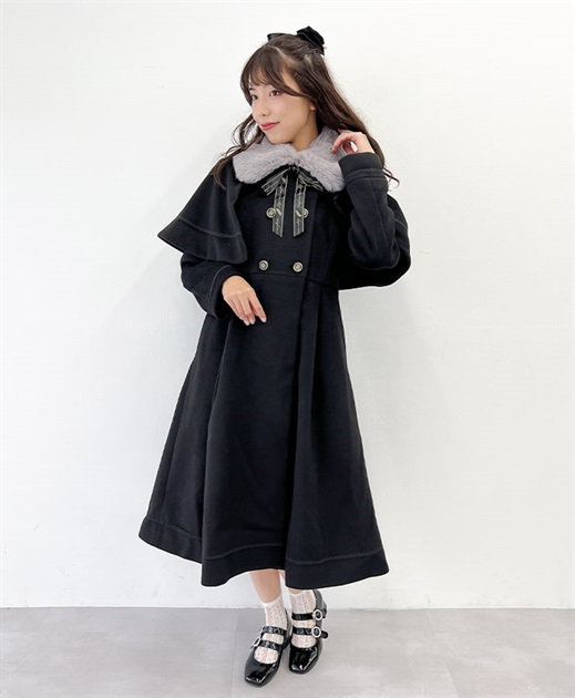 ファー襟付ケープロングコート | outlet | axes femme online shop ファー襟付ケープロングコート | outlet | axes femme online shop