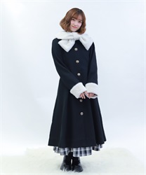 ファーティペ付ロングコート【予約】(黒-M)