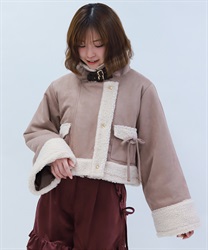 フェイクスエード×ボアコート(モカ-M)