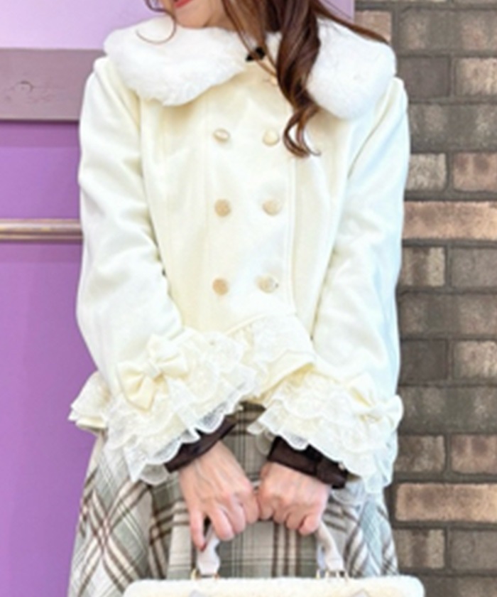 裾レースショートコート | axes femme | axes femme online shop 裾レースショートコート | axes femme | axes femme online shop