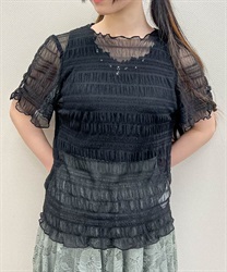 袖ギャザーシアーインナー【期間限定価格】(黒-F)