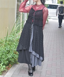 チュニック丈レースキャミ【WEB先行販売】(黒-F)