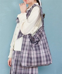チェックトートバッグ【2点10%OFF対象商品】(ラベンダー-F)