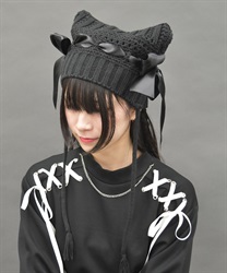 サテンリボン猫耳ニット帽 | POETIQUE | axes femme online shop サテンリボン猫耳ニット帽 | POETIQUE | axes femme online shop