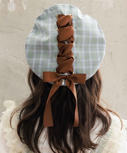 編上リボンチェックベレー【予約】