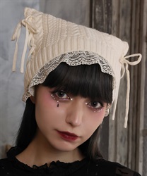 ネコ耳風レースニット帽【WEB先行販売】(生成り-F)