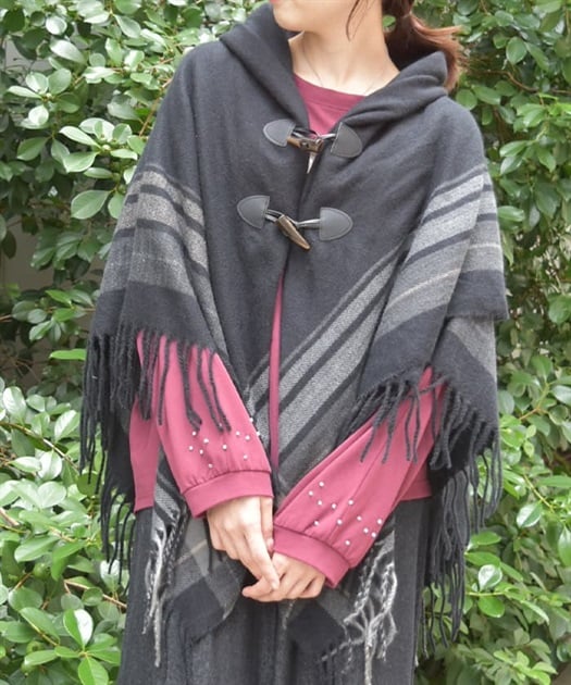 サイドラインチェックポンチョ | outlet | axes femme online shop サイドラインチェックポンチョ | outlet | axes femme online shop