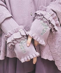 ローズ刺繍アームウォーマー(ラベンダー-F)