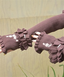 ローズ刺繍アームウォーマー(Ｄブラウン-F)