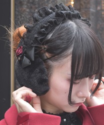 ヘッドドレス風イヤーマフ(黒-F)