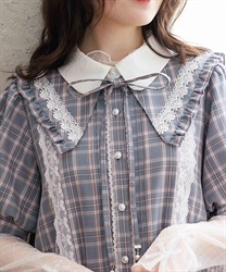 チェック付け衿【予約】(グレー-F)