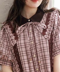 チェック付け衿【予約】(ピンク-F)