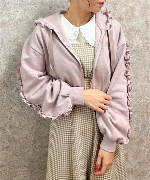 刺繍フリルショートパーカー | outlet | axes femme online shop 刺繍フリルショートパーカー | outlet | axes femme online shop