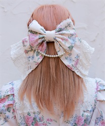 クラシカルローズ柄バレッタ【受注生産】(生成り-F)