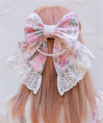 クラシカルローズ柄バレッタ【受注生産】(ピンク-F)